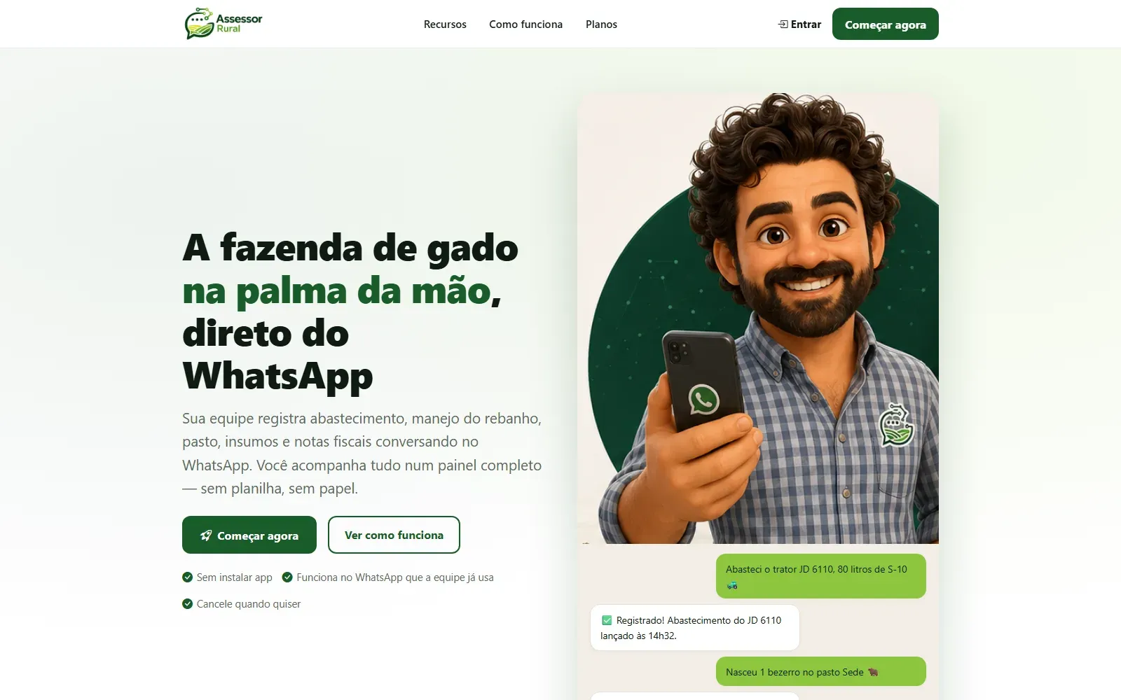 Assessor Rural — cattle-ranch management that runs on WhatsApp